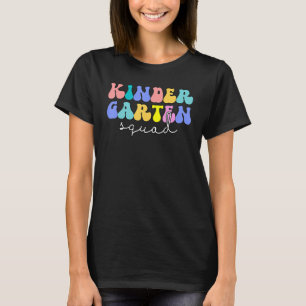 Kindergarten Squad Teacher Kids Retro Groovy Back T-Shirt