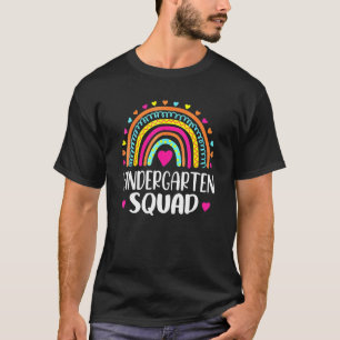 Kindergarten Squad Teacher Rainbow Back To School T-Shirt