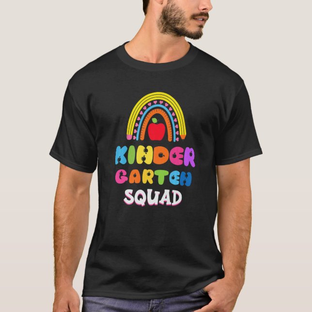 Kindergarten Squad Teacher School Rainbow Women Ki T-Shirt (Front)