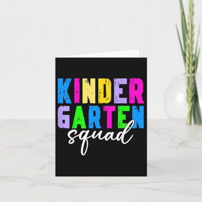 Kindergarten Squad Teacher Student First Day Back  Card (Front)