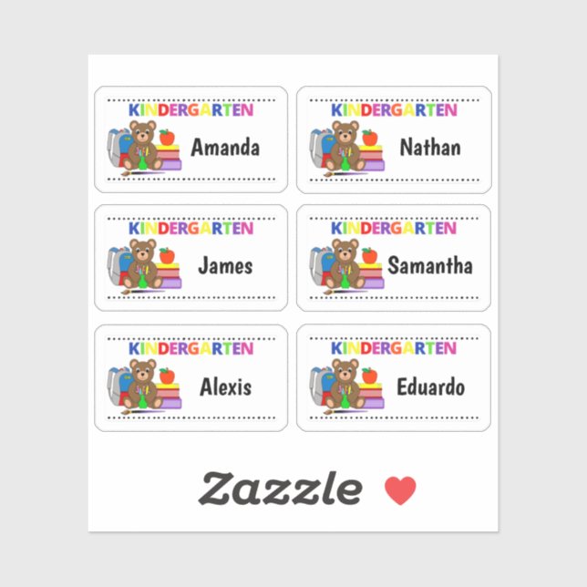 Kindergarten Student Name Labels (Sheet)