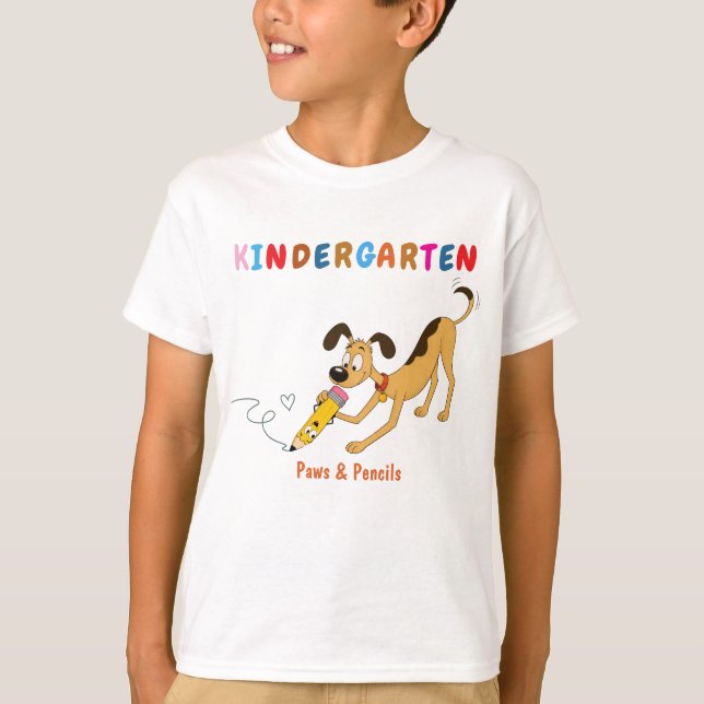 Kindergarten T-shirt Dog & Pencil (Front)