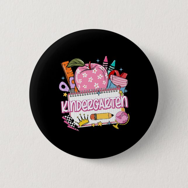 Kindergarten Teacher Back To School Apple Notebook 6 Cm Round Badge (Front)