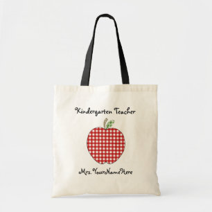 Kindergarten Teacher Bag - Red Gingham Apple