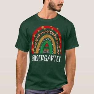 Kindergarten Teacher Christmas Funny Rainbow Leopa T-Shirt