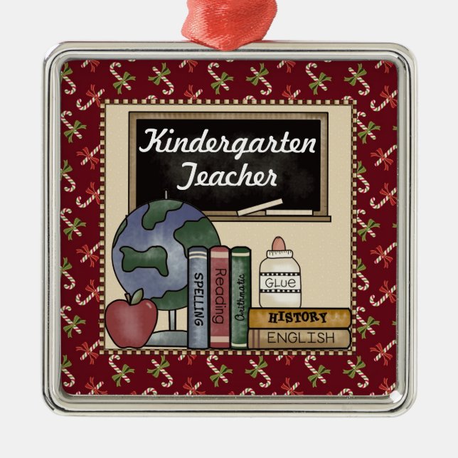 Kindergarten Teacher Christmas Keepsake Metal Tree Decoration (Front)