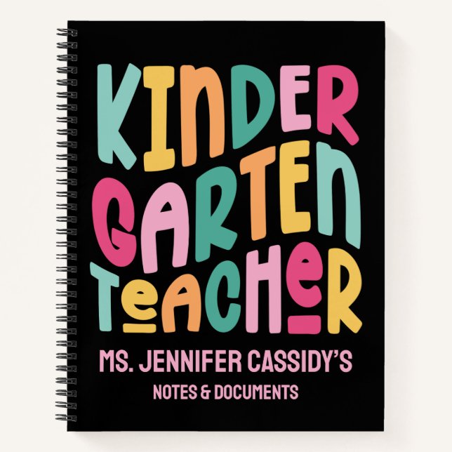 Kindergarten Teacher Colourful Text Notebook (Front)