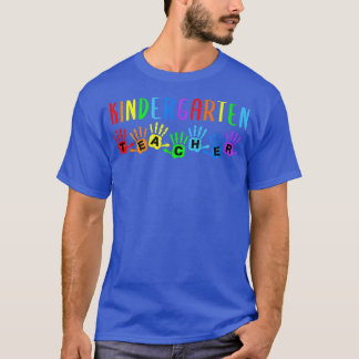 Kindergarten Teacher Crew Kinder Team Handprints T T-Shirt