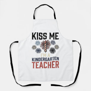 Kindergarten Teacher Fireworks Vintage Shirt Desig Apron