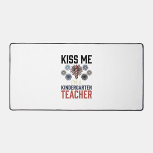 Kindergarten Teacher Fireworks Vintage Shirt Desig Desk Mat