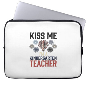 Kindergarten Teacher Fireworks Vintage Shirt Desig Laptop Sleeve