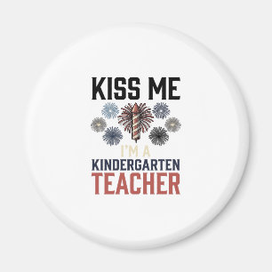 Kindergarten Teacher Fireworks Vintage Shirt Desig Magnet