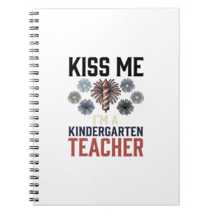 Kindergarten Teacher Fireworks Vintage Shirt Desig Notebook