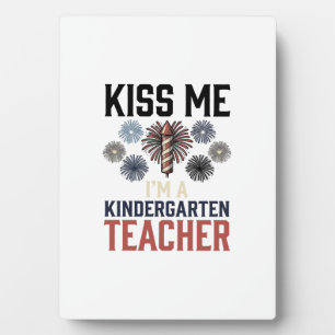 Kindergarten Teacher Fireworks Vintage Shirt Desig Plaque