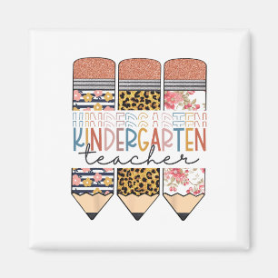 Kindergarten Teacher Fun Leopard Pencil Ck To Scho Magnet