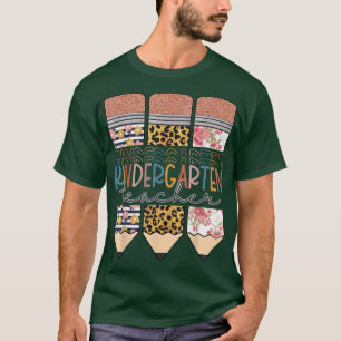 Kindergarten Teacher Funny Leopard Pencil Back To T-Shirt
