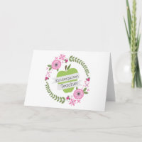 Kindergarten Teacher Green Apple Floral Wreath