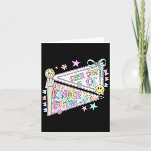 Kindergarten teacher kinder pennant flag back to card
