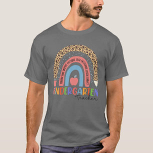 Kindergarten Teacher Leopard Rainbow Funny Back To T-Shirt