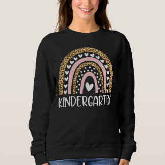 Kindergarten Teacher Leopard Rainbow Teacher Back Sweatshirt