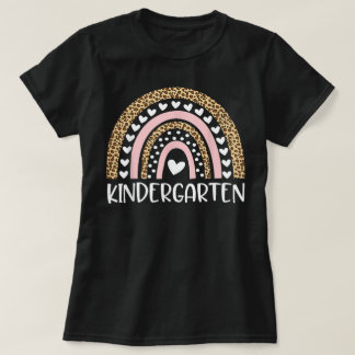 Kindergarten Teacher Leopard Rainbow Teacher T-Shirt