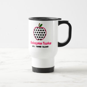 Kindergarten Teacher Mug - Polka Dot Apple