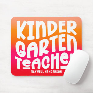 Kindergarten Teacher Orange Red Ombre Mouse Pad