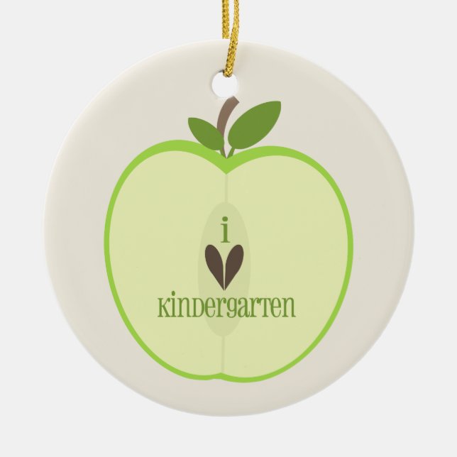 Kindergarten Teacher Ornament - Green Apple Half (Front)