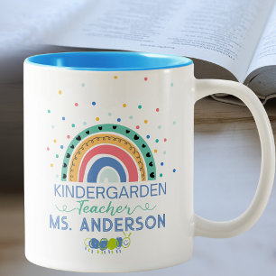 Kindergarten Teacher Personalised Colourful Two-Tone Coffee Mug
