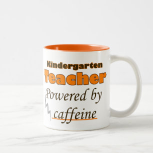 Kindergarten Teacher Powered by caffeine Two-Tone Coffee Mug