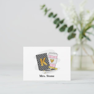 Kindergarten Teacher Preppy Black Notebook Coffee  Card