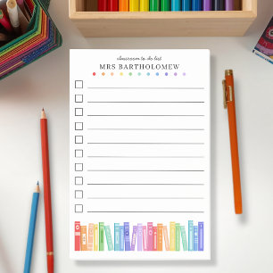 Kindergarten Teacher Rainbow Books To-Do List Post-it Notes