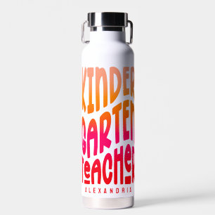 Kindergarten Teacher Red Orange Ombre Water Bottle