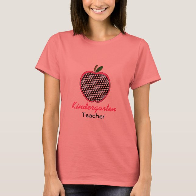 Kindergarten Teacher Shirt - Houndstooth Apple (Front)