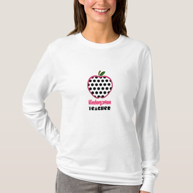 Kindergarten Teacher Shirt - Polka Dot Apple (Front)