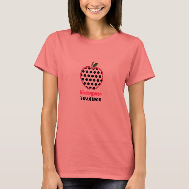 Kindergarten Teacher Shirt - Polka Dot Apple (Front)