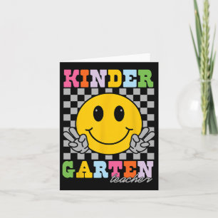 Kindergarten Teacher Team Hippie Smile Face Back T Card
