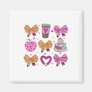 Kindergarten Teacher Valentines Day Heart Coquette Magnet