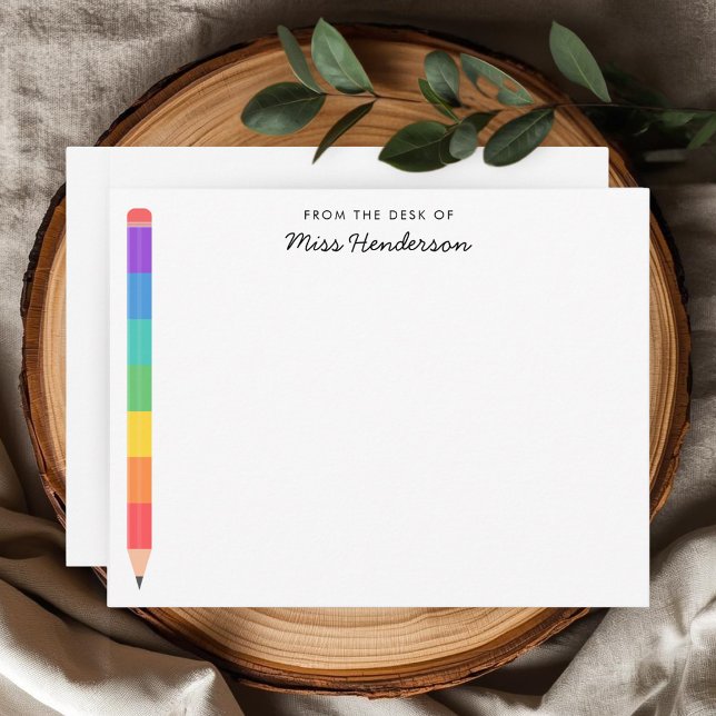 Kindergarten Teacher's Rainbow Pencil  Card (Creator Uploaded)