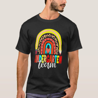 Kindergarten Team Leopard Rainbow Back To School T T-Shirt