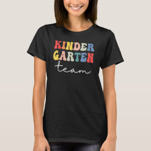 Kindergarten Team Retro Groovy Womens First Day Of T-Shirt