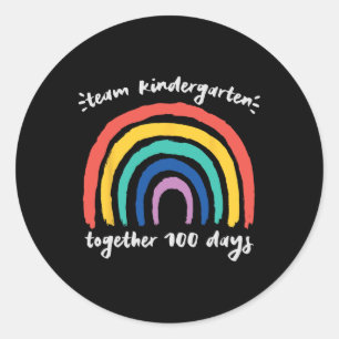 Kindergarten Together 100 Days Rainbow Teacher Stu Classic Round Sticker