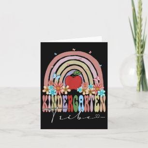 Kindergarten Tribe Back To School Rainbow Groovy F Card