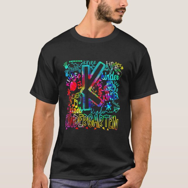 Kindergarten Typography Student Teacher Back To Sc T-Shirt (Front)