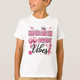 Kindergarten Vibes Back To School Coquette Teacher T-Shirt