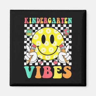 Kindergarten vibes retro smile teacher kids back magnet