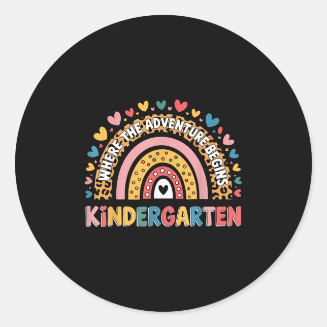 Kindergarten Where Adventure Begins Childrens Teac Classic Round Sticker (Front)