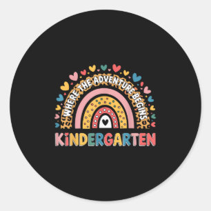 Kindergarten Where Adventure Begins Childrens Teac Classic Round Sticker