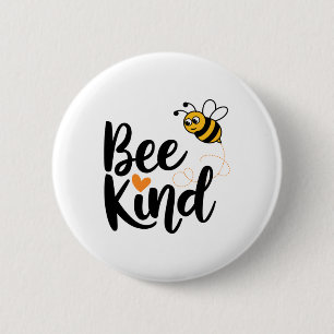 Kindess Quote With Orange Love bee Kind' S Sticker 6 Cm Round Badge