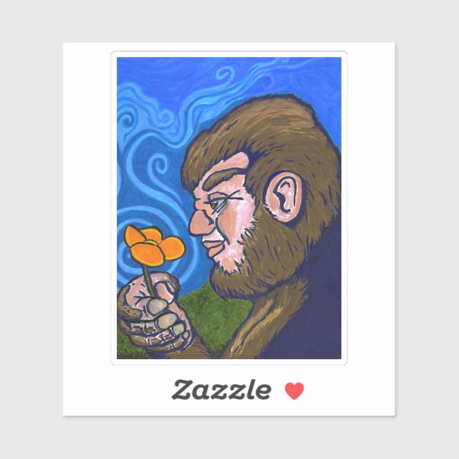 Kindhearted Bigfoot smelling a flower (Sheet)